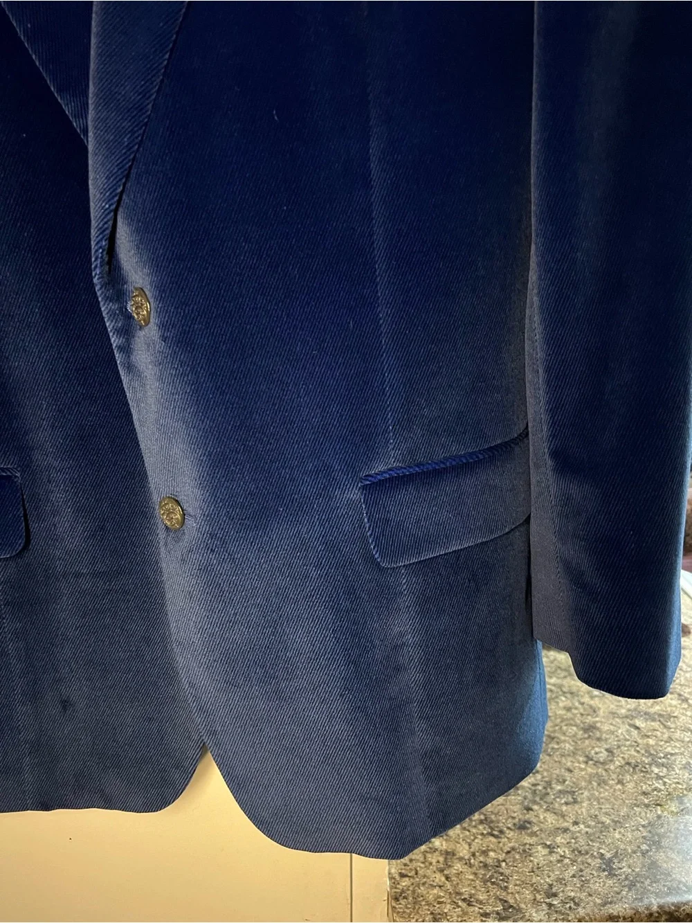 Robert Graham Navy Blue Velvet Corduroy Blazer Printed Lining 44 R Detail Art EC